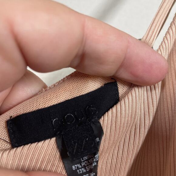 H:ours XXS Moe Cut Out Rib Mini Dress Tan Strappy Adjustable Strap Sleeveless - Picture 6 of 8